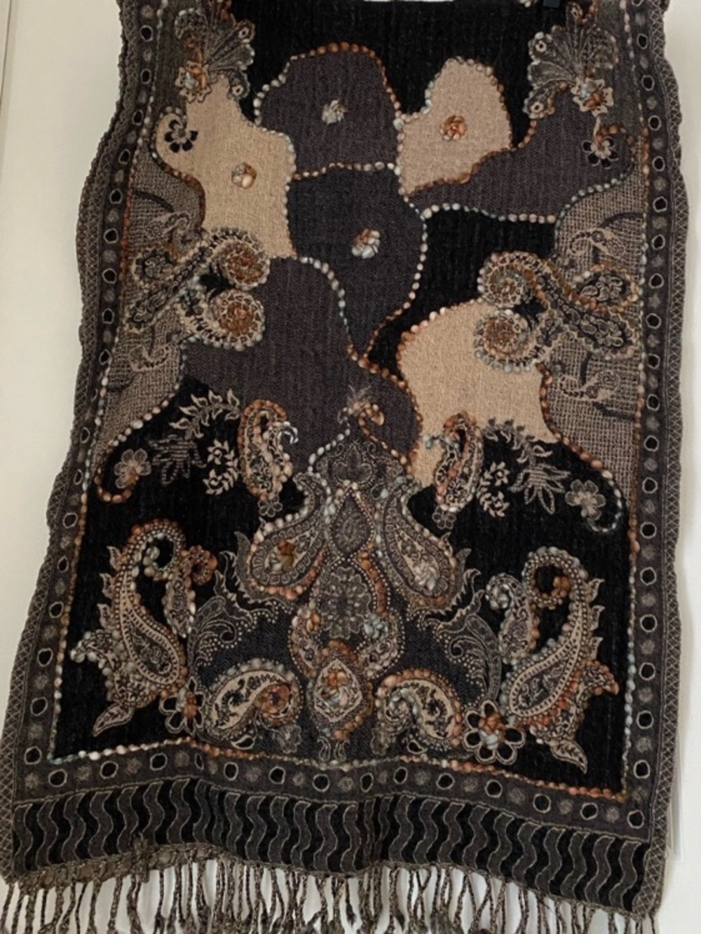 Reversible Shawl Scarf Art To Wear Indie Floral Geometric Paisley Feminine - Picture 2 of 6
